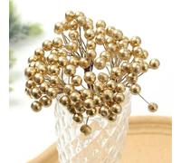 YKMYXZ Flores Artificiales de Interior， 50 Bayas Artificiales, Flores Falsas, decoración navideña, Adornos for árbol de Navidad, Espuma for del hogar, Accesorios Guirnalda DIY(Gold)