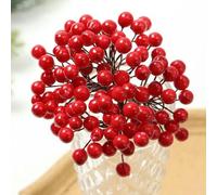 YKMYXZ Flores Artificiales de Interior， 50 Bayas Artificiales, Flores Falsas, decoración navideña, Adornos for árbol de Navidad, Espuma for del hogar, Accesorios Guirnalda DIY(Red)
