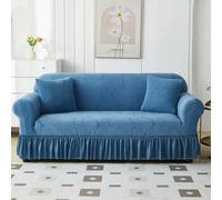 YKMYXZ， Funda de sofá elástica con Estampado de Hojas de árbol for Sala de Estar. Se Adapta a sofás de 1, 2, 3 o 4 plazas.(Light Blue,Small)