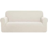 YKMYXZ, Funda de sofá Rhombus de poliéster y Elastano, Color Crema y Blanco, for 3 plazas, Elegante decoración de habitación.(Cream White,3 Seater/Sofa)