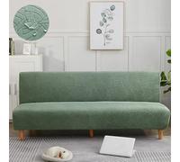 YKMYXZ， Funda elástica for sofá Cama sin Brazos, Resistente al Agua y con Textura de Hojas, de Licra, Antideslizante, Disponible en Tallas S, M y L.(Matcha Green,Large)