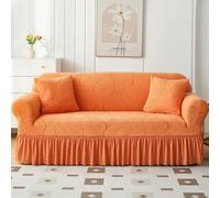 YKMYXZ， Funda elástica for sofá con diseño de Hojas de árbol, Todo Incluido, for Sala de Estar, de 1, 2, 3 o 4 plazas(Orange,Medium)