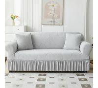 YKMYXZ， Funda elástica for sofá con diseño de Hojas de árbol, Todo Incluido, for Sala de Estar, de 1, 2, 3 o 4 plazas(Light Gray,Large)