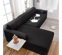 YKMYXZ， Fundas elásticas Impermeables for sofás seccionales en Forma de L de 2 y 3 plazas(Black,L Shape:3 Seater+4 Seater)