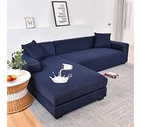 YKMYXZ， Fundas elásticas Impermeables for sofás seccionales en Forma de L de 2 y 3 plazas(Navy,4 Seat(235~300cm))