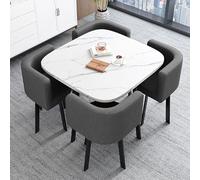 YKMYXZ Mesa de Oficina， Juego de Mesa Redonda y Silla con Respaldo de 5 Piezas, Juego de Mesa de Comedor de Cocina, Silla for 4, for salón de apartamento Familiar(Dark Gray White Table)