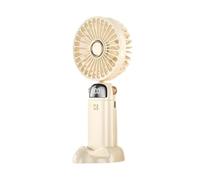 YKMYXZ Mini ventilador de mano USB, abanicos portátiles plegables for colgar en el cuello, ventilador recargable USB de 5 velocidades con soporte for teléfono y pantalla de visualización(White)