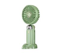 YKMYXZ Mini ventilador de mano USB, abanicos portátiles plegables for colgar en el cuello, ventilador recargable USB de 5 velocidades con soporte for teléfono y pantalla de visualización(Green)