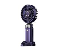 YKMYXZ Mini ventilador de mano USB, abanicos portátiles plegables for colgar en el cuello, ventilador recargable USB de 5 velocidades con soporte for teléfono y pantalla de visualización(Blue)