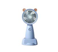 YKMYXZ Mini ventilador portátil recargable por USB, ventiladores de mano con Base, ventilador portátil de mano for exteriores de verano con soporte for teléfono(New Blue)