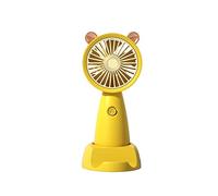YKMYXZ Mini ventilador portátil recargable por USB, ventiladores de mano con Base, ventilador portátil de mano for exteriores de verano con soporte for teléfono(Yellow)