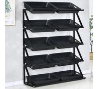 YKMYXZ, Organizador de bocadillos de supermercado Comercial de 5 Niveles, 5/10 cestas for Cocina, Oficina, Tienda, supermercado(Black,Double)