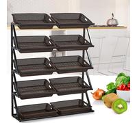 YKMYXZ, Organizador de bocadillos de supermercado Comercial de 5 Niveles, 5/10 cestas for Cocina, Oficina, Tienda, supermercado(Brown,Double)
