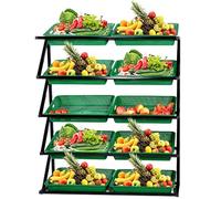 YKMYXZ, Organizador de bocadillos de supermercado Comercial de 5 Niveles, 5/10 cestas for Cocina, Oficina, Tienda, supermercado(Green,Double)