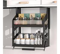YKMYXZ, Organizador de gabinete abatible, Cesta con estantes elevables de Alta Resistencia, Estante Colgante Negro for Platos y Especias(D 28cm/11in,W 54cm/21.3in)