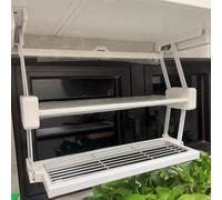 YKMYXZ, Organizador de gabinetes de Cocina Que Ahorra Espacio, Soporte for gabinetes Superiores, Estante de Especias desplegable de Metal de 2 Niveles(White,W 61cm (24"))