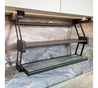 YKMYXZ, Organizador de gabinetes de Cocina Que Ahorra Espacio, Soporte for gabinetes Superiores, Estante de Especias desplegable de Metal de 2 Niveles(Black,W 91cm (36"))
