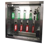 YKMYXZ, Organizador de Llaves pequeño for el hogar, Armario de Pared pequeño con Capacidad for 9 Llaves, Transparente, de Acero Inoxidable Visible, for la gestión de Llaves.(Silver with Label)