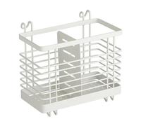 YKMYXZ, Organizador de utensilios de metal con 2 compartimentos, escurridor blanco for cucharas, palillos, tenedores y cuchillos.