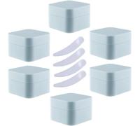 YKMYXZ, Paquete de 6 tarros Cuadrados de plástico Azul for Crema, Botes cosméticos con Revestimiento Interior, recipientes for bálsamo Labial y loción, 30ml(Blue,10ml)