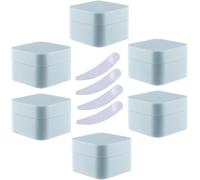 YKMYXZ, Paquete de 6 tarros Cuadrados de plástico Azul for Crema, Botes cosméticos con Revestimiento Interior, recipientes for bálsamo Labial y loción, 30ml(Blue,30ml)
