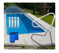 YKMYXZ, Pasamanos de piscina de 32 x 39 pulgadas, capacidad de carga de 250 libras, resistente a la oxidación, humanizado, con cubierta de agarre azul y tornillos.