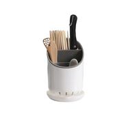 YKMYXZ, Porta cuchillos, almacenamiento de cocina, tubo for palillos con placa de drenaje, soporte for almacenamiento de vajilla(White)