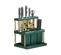 YKMYXZ, Portacuchillos Portautensilios de cocina Escurridor de cubiertos multifunción Ahorra espacio Utensilios de cocina(Green)