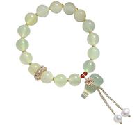 YKMYXZ, Pulsera de jade Pulsera con colgante de calabaza Amuleto de riqueza Pulsera elástica con cuentas Joyería de buena suerte Pulsera vintage