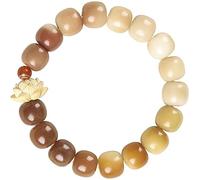 YKMYXZ, Pulsera de jade, pulsera de piedra talismán natural for mujeres y hombres, amuleto vintage de buena suerte, regalo de joyería metafísica(Brown)