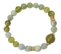 YKMYXZ, Pulsera de jade Pulsera elástica con cuentas Jade verde Mujeres Hombres Pulsera de mal de ojo Decoración de joyería de estilo vintage