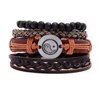 YKMYXZ, Pulsera trenzada de piel de vaca Tai Chi Pulsera de hombre Bagua
