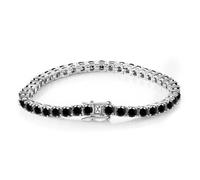 YKMYXZ, Pulseras de Oro para Mujer Corte Redondo D Color VVS1 Claridad Diamante Negro Tenis Pulseras Plata de Ley 925(Silver,8.5 in 4mm)