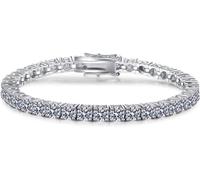 YKMYXZ, Pulseras de tenis de moissanita de 3-4 mm for mujer Pulsera de diamantes VVS1 de color D Pulsera de plata de ley S925 for mujer Pulsera de moissanita con certificado, 4 mm, piedra, moissanita,