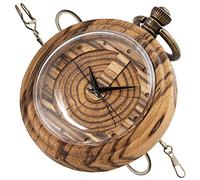 YKMYXZ Relojes de Bolsillo Antiguos Madera bambú Hechos a Mano con Cadena for Hombre, Colgante y Caja Regalo(Brown)