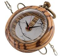 YKMYXZ Relojes de Bolsillo Antiguos Madera bambú Hechos a Mano con Cadena for Hombre, Colgante y Caja Regalo(Bronze)