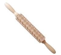 YKMYXZ， Rodillo de madera for impresión navideña, tallados de madera, relieve, alce, copo de nieve, árbol de Navidad, muñeco de nieve, galleta(Lightyellow)