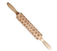 YKMYXZ， Rodillo de madera for impresión navideña, tallados de madera, relieve, alce, copo de nieve, árbol de Navidad, muñeco de nieve, galleta(Chocolate)