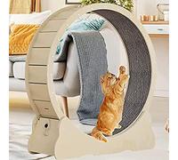 YKMYXZ, Rueda giratoria de Madera Natural for Gatos de Interior, con diseño de Cerradura de Seguridad, Ideal for ejercitar a tu Mascota.(Brown,XL)