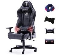 YKMYXZ, Silla de Cuero Gamichair, Zero Chair, Silla de computadora con Respaldo Alto, Silla de Oficina reclinable Ajustable con reposacabezas y Soporte Lumbar (Negro)(Black)