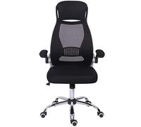 YKMYXZ, Silla de Oficina ergonómica con Brazo abatible, Silla de Escritorio for computadora con Respaldo Ajustable en Altura y reposacabezas/Negro