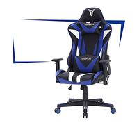 YKMYXZ, Silla de Oficina Gamiracichair, ergonómica, con reposapiés Acolchado Grueso y Almohada for el Cuello y la Espalda, Silla giratoria de 5 Ruedas, Altura Ajustable/Negro y Rojo(Black and Blue 1)