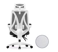 YKMYXZ, Silla Gamiraci giratoria Zero con Respaldo Alto for Juegos, Silla de Oficina for PC, Soporte Lumbar Ajustable/Estructura Blanca, Red Azul(White Frame Black Net)