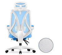 YKMYXZ, Silla Gamiraci giratoria Zero con Respaldo Alto for Juegos, Silla de Oficina for PC, Soporte Lumbar Ajustable/Estructura Blanca, Red Azul(White Frame Blue Net)