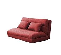 YKMYXZ sofá pequeño， Sofá Cama Perezoso, sofá de Suelo con Respaldo Ajustable de 5 Posiciones y Dos Almohadas for Sala de Estar y Dormitorio(Red)