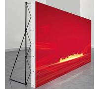 YKMYXZ， Soporte de Pancarta con Marco de Hierro, Fondo Plegable y portátil for ferias comerciales, Expositor de pancartas emergentes for Fiestas(2.3m(7.5ft) Hx4.55m(15ft) L)