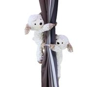 YKMYXZ sujetacortinas, 2 Correas de sujeción Terciopelo Suave y Esponjoso con Forma Oveja botón elástico(White)