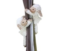 YKMYXZ sujetacortinas, 2 Correas de sujeción Terciopelo Suave y Esponjoso con Forma Oveja botón elástico(Beige)