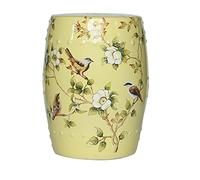 YKMYXZ Taburete de cerámica con diseño de Flores y pájaros, Taburete Decorativo de jardín, Adecuado for jardín, Patio, césped, hogar Interior y Exterior(Yellow)