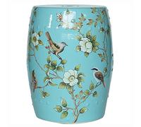 YKMYXZ Taburete de cerámica con diseño de Flores y pájaros, Taburete Decorativo de jardín, Adecuado for jardín, Patio, césped, hogar Interior y Exterior(Bule)